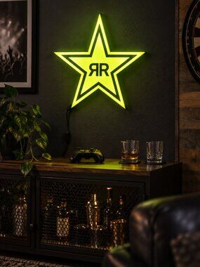 Rockstar Energy Drink Star LED Sign Light Up Wall Decor Bar Pub Man Cave Works